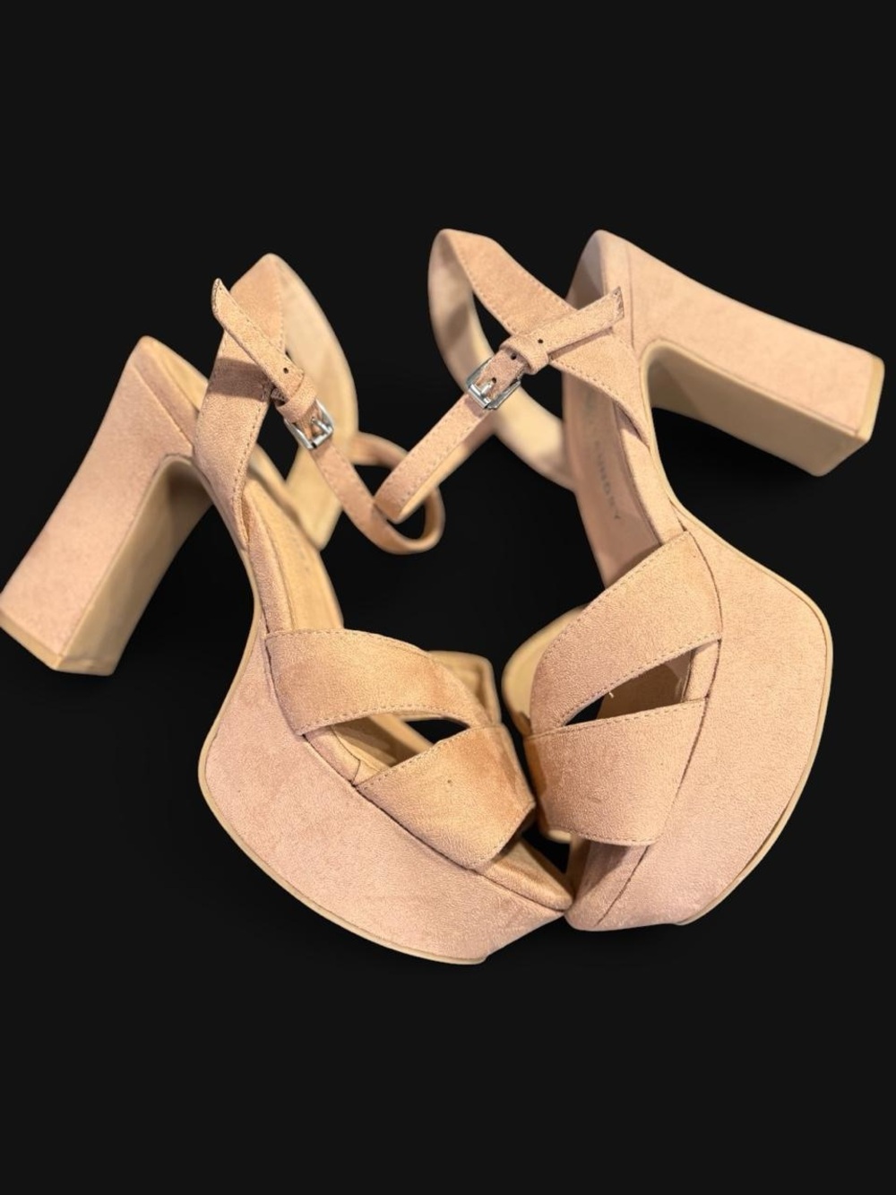 CL by Chinese Laundry Nude/Tan Suede Platform Heels